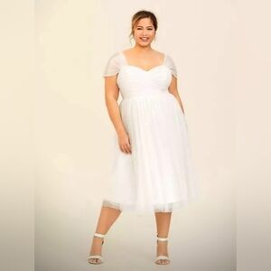 Torrid Ivory Swiss Dot Tulle Midi Dress NWT Size 14